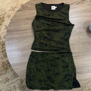 Princess Polly Dark Green Sleeveless Top and Skirt Set